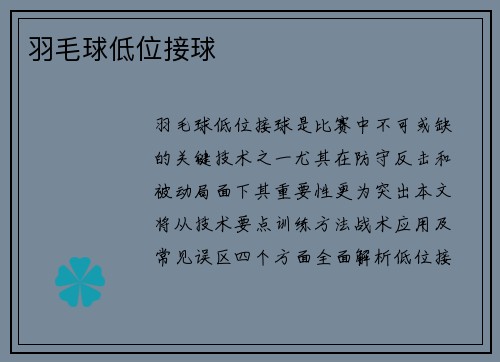 羽毛球低位接球