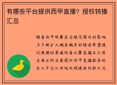 有哪些平台提供西甲直播？授权转播汇总